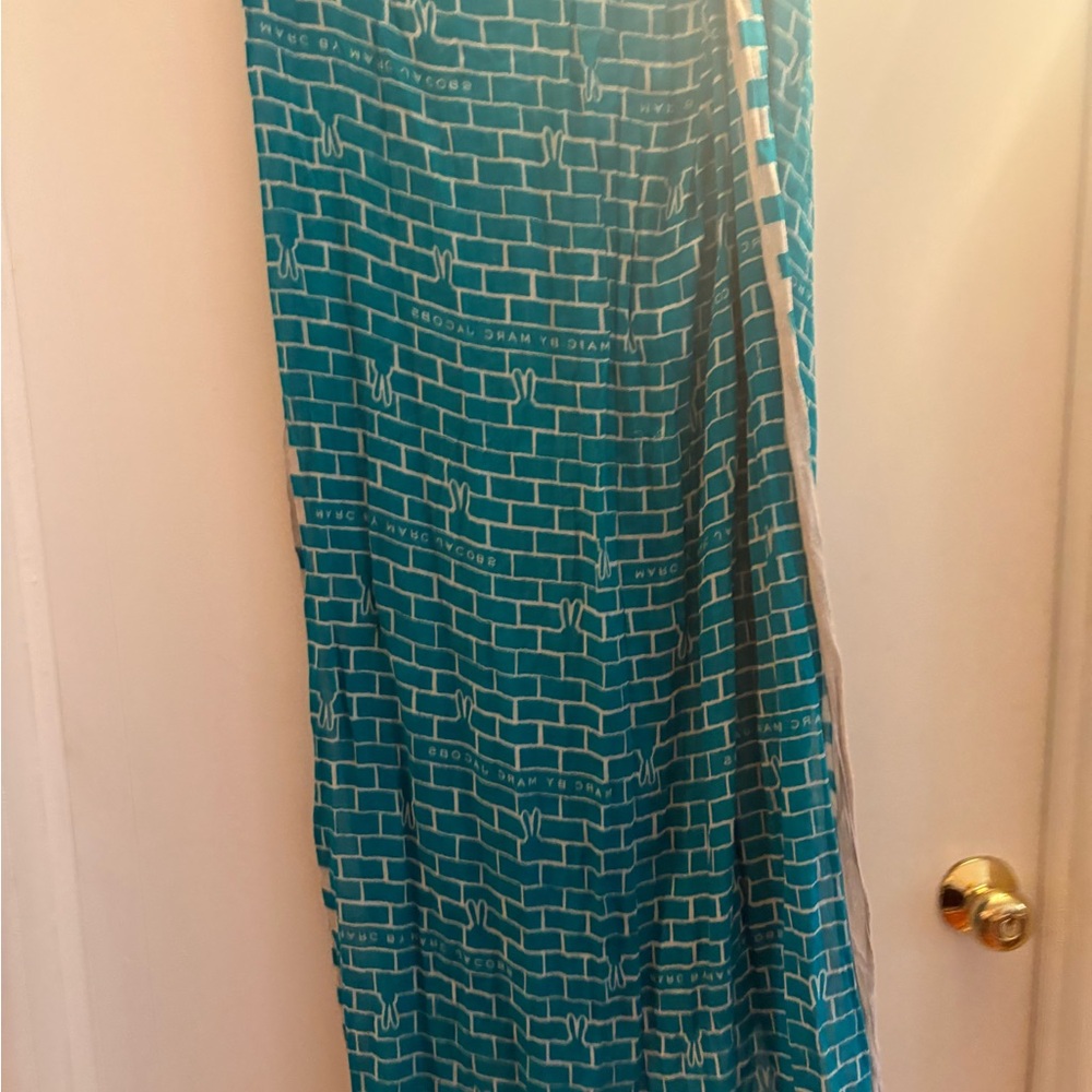 Marc By Marc Jacobs Teal and White Brick-Pattern Wrap